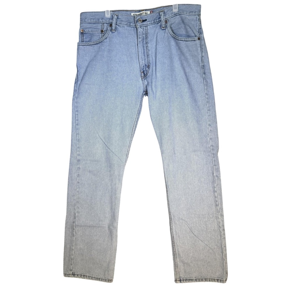Levis 505 Jeans Mens 34x32 Light Wash Blue Straight Fit Denim Zip Fly 5 Pocket